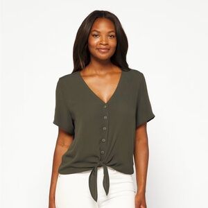 NWOT! MARKET & SPRUCE Lilo Button Down Tie Front Woven Top